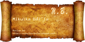 Mikulka Béla névjegykártya